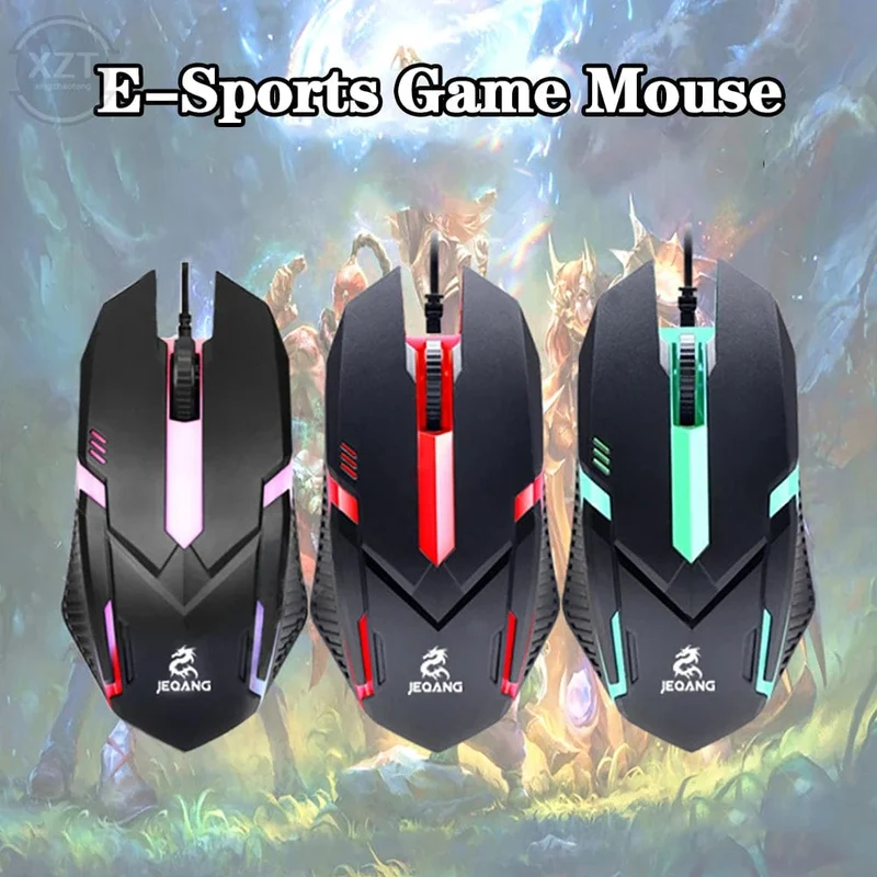Kabelgebundene Mini-Gaming-Maus mit USB-Anschluss, 1000 DPI, optisch, 3 Tasten, RGB, kabelgebundene USB-Maus, Mäuse für PC, Desktop, Laptop, Computer, Gamer