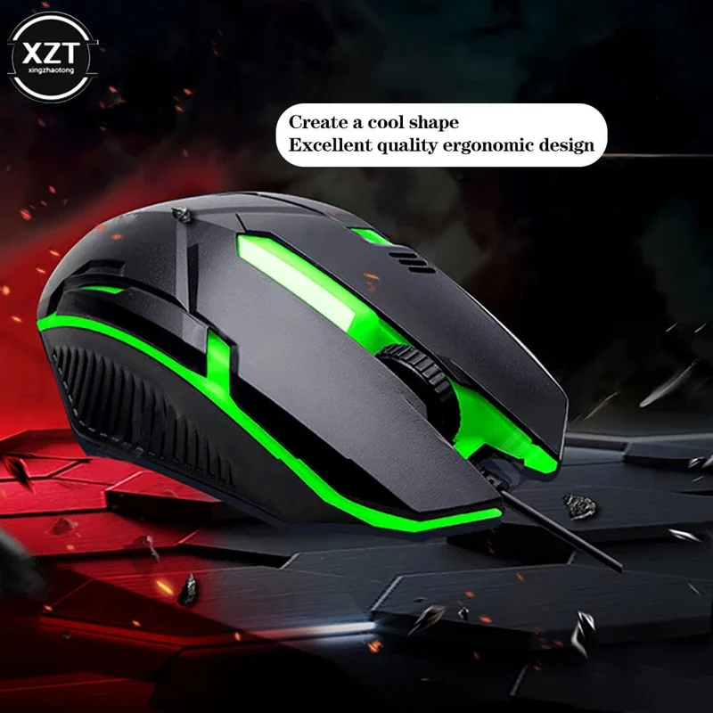Kabelgebundene Mini-Gaming-Maus mit USB-Anschluss, 1000 DPI, optisch, 3 Tasten, RGB, kabelgebundene USB-Maus, Mäuse für PC, Desktop, Laptop, Computer, Gamer