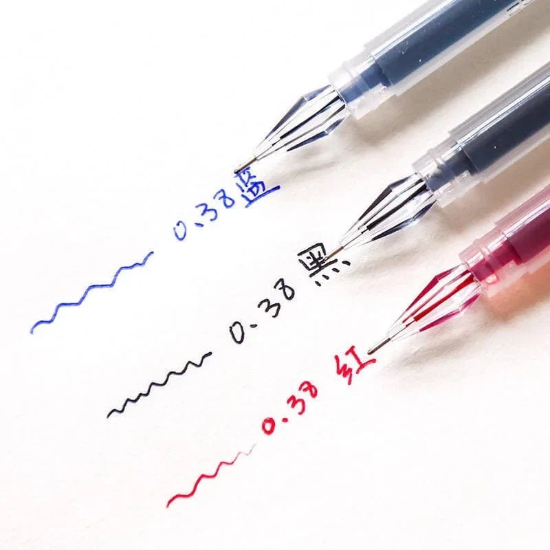 12 Teile/satz 0.38mm Großraum-Gelstift mit Diamantspitze Schwarz/Blau/Rot Tinte Prüfung Unterzeichnung Schreiben Schule Bürobedarf