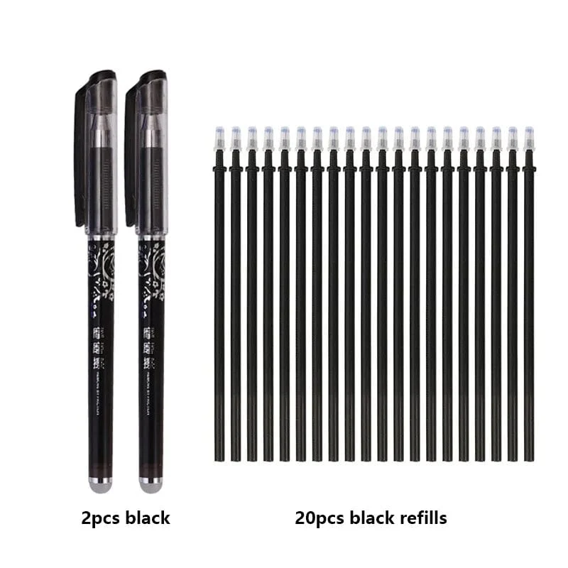 0.5 mm löschbares Gelstift-Set, Schwarz, Blau, Rot, Tintennachfüllstange, Kawaii-Stifte, waschbarer Griff, Schulbürobedarf, Schreibutensilien