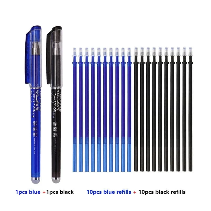 0.5 mm löschbares Gelstift-Set, Schwarz, Blau, Rot, Tintennachfüllstange, Kawaii-Stifte, waschbarer Griff, Schulbürobedarf, Schreibutensilien