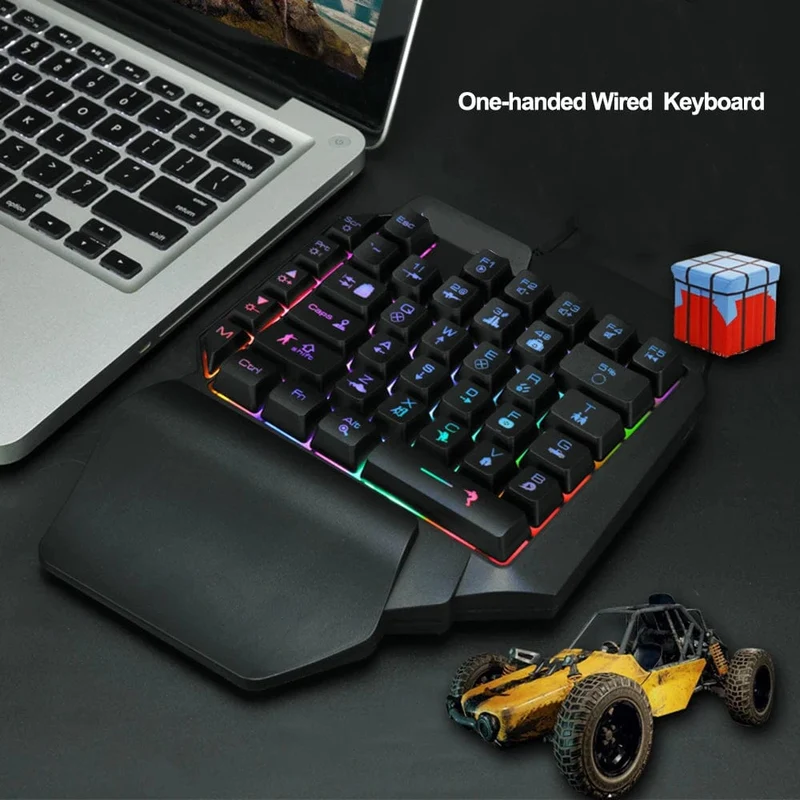 Bunte 39 Tasten F6 USB-Kabeltastatur RGB Ergonomische Spiel-Gaming-Tastatur Einhand für Gamer Tablet PC Laptop