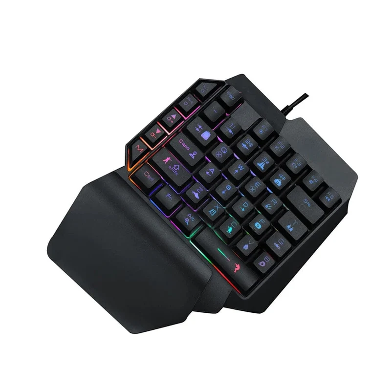 Bunte 39 Tasten F6 USB-Kabeltastatur RGB Ergonomische Spiel-Gaming-Tastatur Einhand für Gamer Tablet PC Laptop
