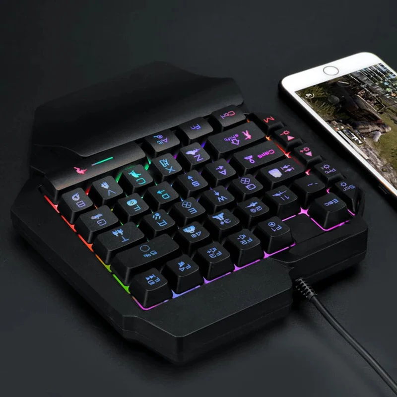 Bunte 39 Tasten F6 USB-Kabeltastatur RGB Ergonomische Spiel-Gaming-Tastatur Einhand für Gamer Tablet PC Laptop