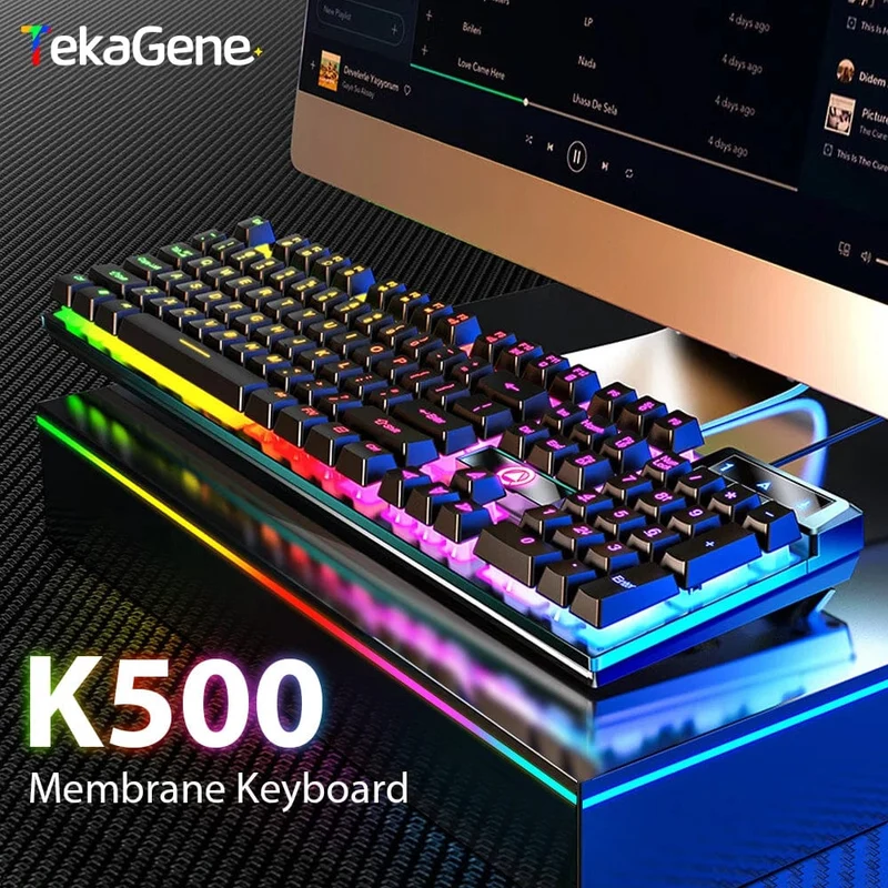 K500 Kabelgebundene Tastatur Büro-Gaming-Tastatur für Windows- und iOS-Computer-Laptops 104 Tasten Mechanische Sensation-Membrantastaturen