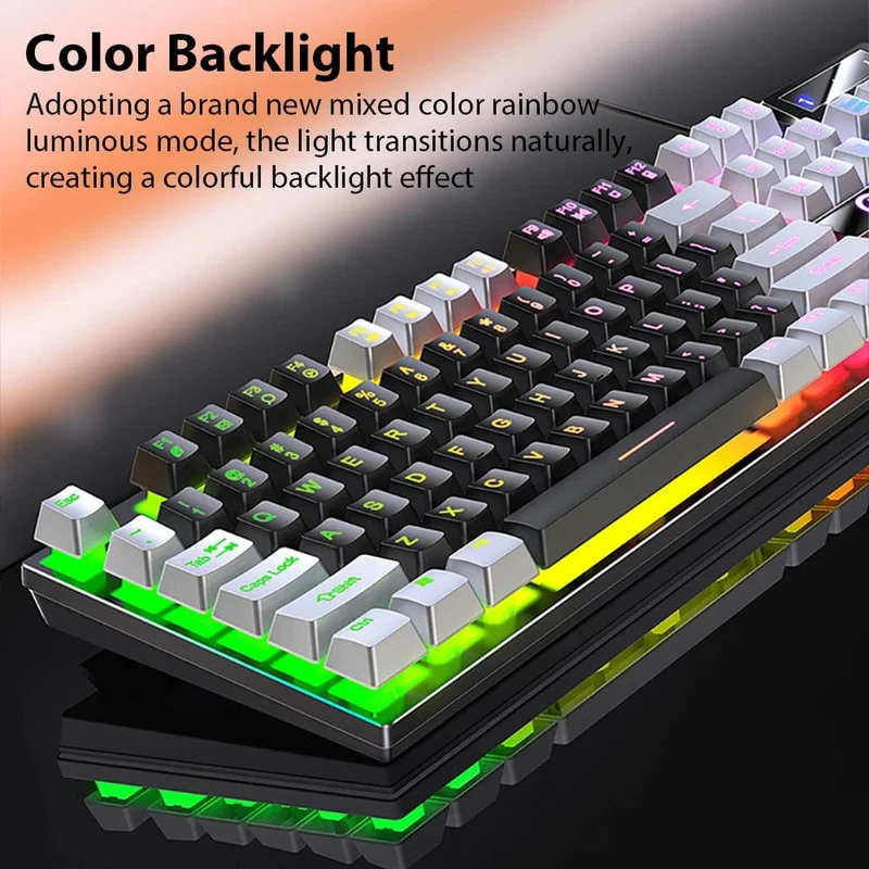 K500 Kabelgebundene Tastatur Büro-Gaming-Tastatur für Windows- und iOS-Computer-Laptops 104 Tasten Mechanische Sensation-Membrantastaturen