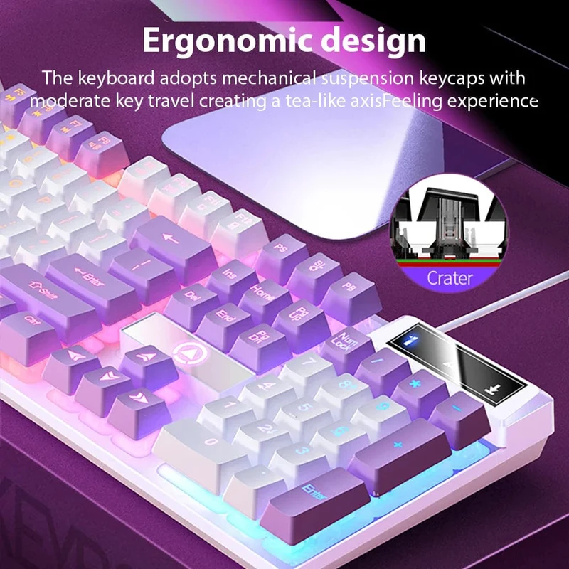 K500 Kabelgebundene Tastatur Büro-Gaming-Tastatur für Windows- und iOS-Computer-Laptops 104 Tasten Mechanische Sensation-Membrantastaturen