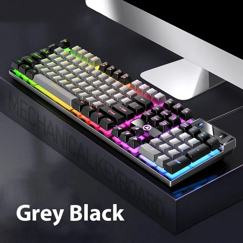 K500 Kabelgebundene Tastatur Büro-Gaming-Tastatur für Windows- und iOS-Computer-Laptops 104 Tasten Mechanische Sensation-Membrantastaturen