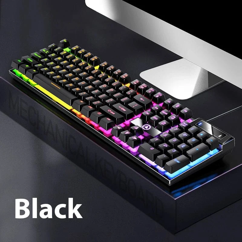 K500 Kabelgebundene Tastatur Büro-Gaming-Tastatur für Windows- und iOS-Computer-Laptops 104 Tasten Mechanische Sensation-Membrantastaturen