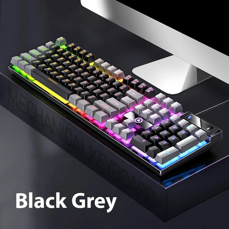 K500 Kabelgebundene Tastatur Büro-Gaming-Tastatur für Windows- und iOS-Computer-Laptops 104 Tasten Mechanische Sensation-Membrantastaturen