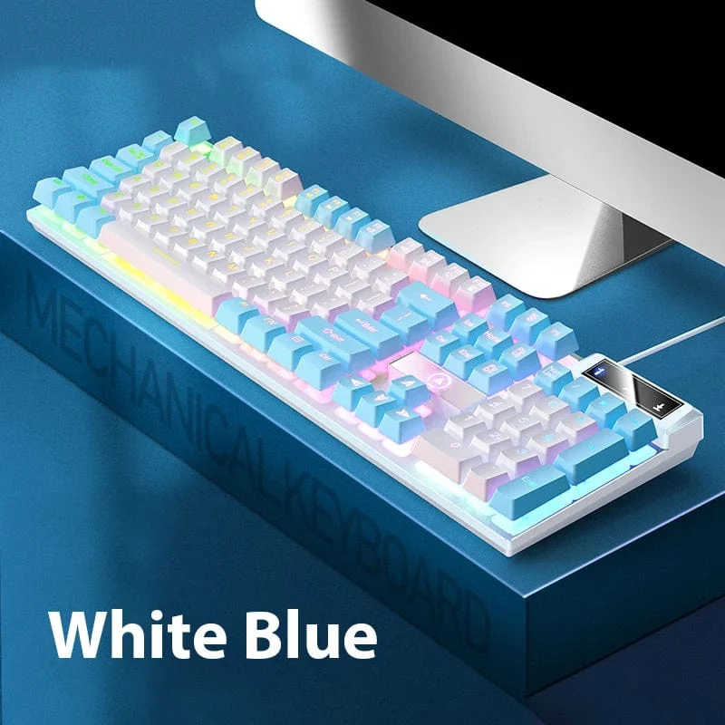 K500 Kabelgebundene Tastatur Büro-Gaming-Tastatur für Windows- und iOS-Computer-Laptops 104 Tasten Mechanische Sensation-Membrantastaturen