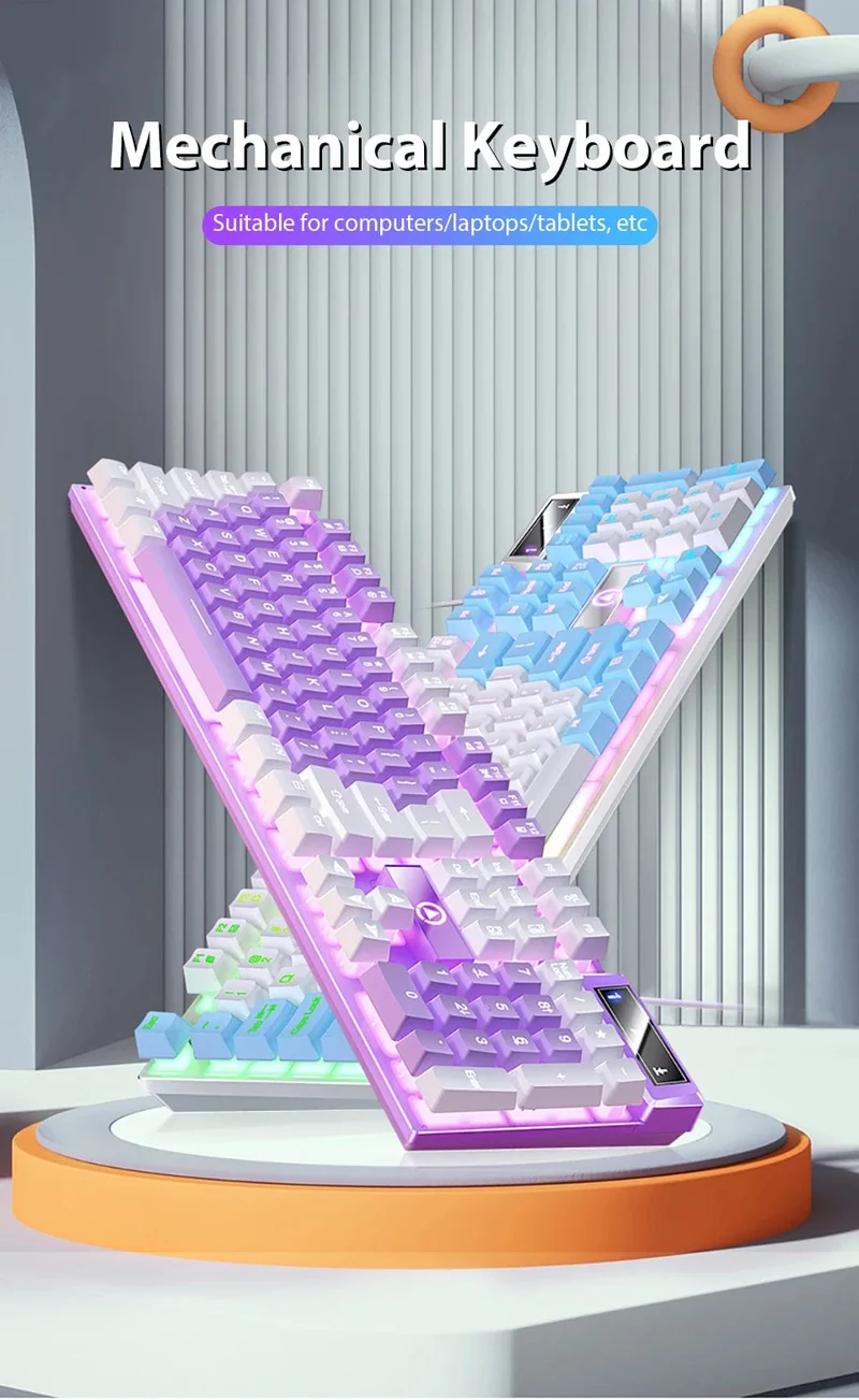K500 Kabelgebundene Tastatur Büro-Gaming-Tastatur für Windows- und iOS-Computer-Laptops 104 Tasten Mechanische Sensation-Membrantastaturen