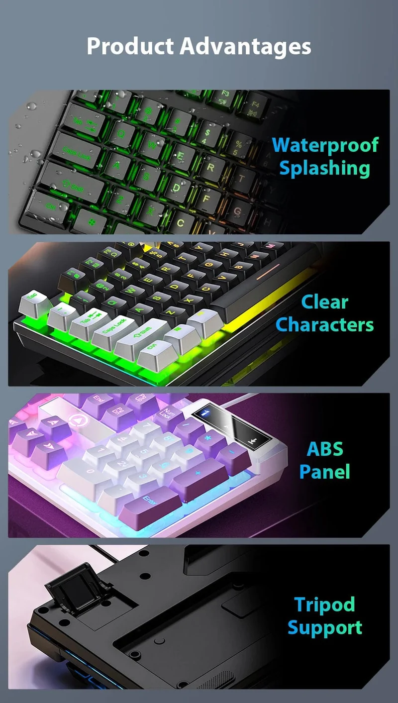K500 Kabelgebundene Tastatur Büro-Gaming-Tastatur für Windows- und iOS-Computer-Laptops 104 Tasten Mechanische Sensation-Membrantastaturen