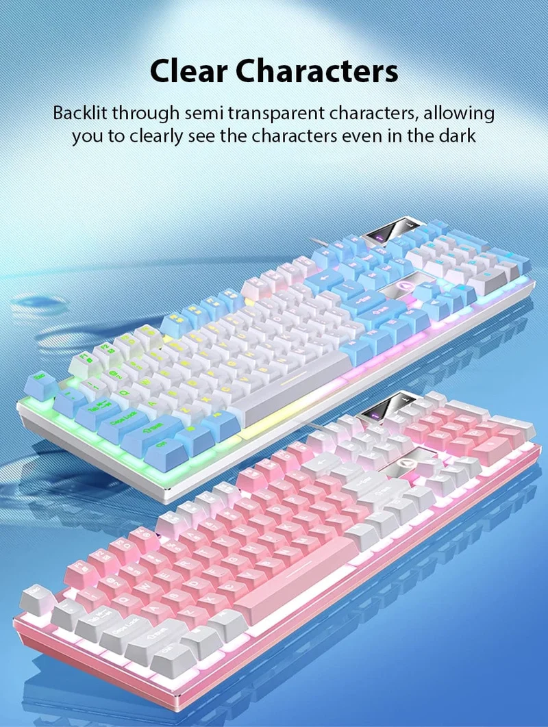 K500 Kabelgebundene Tastatur Büro-Gaming-Tastatur für Windows- und iOS-Computer-Laptops 104 Tasten Mechanische Sensation-Membrantastaturen