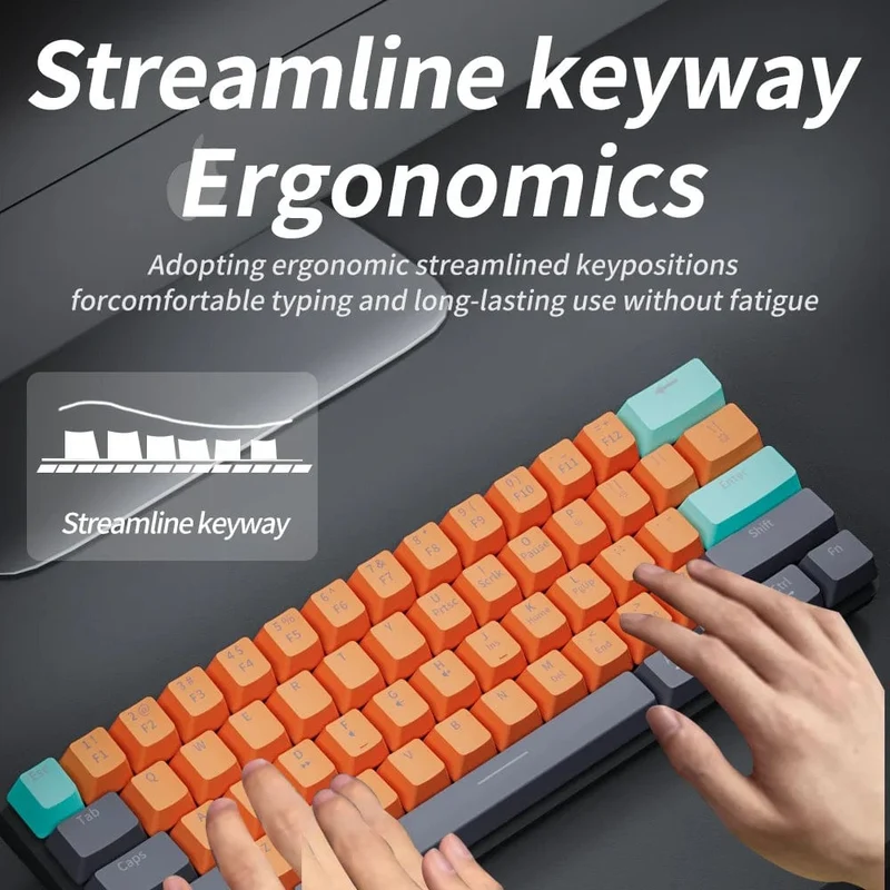 MUCAI MKA610 USB Mini Mechanische Gaming-Tastatur mit Kabel, roter Schalter, 61 Tasten, Gamer für Computer, PC, Laptop, abnehmbares Kabel