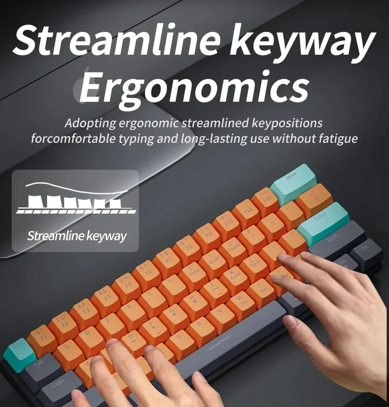 MUCAI MKA610 USB Mini Mechanische Gaming-Tastatur mit Kabel, roter Schalter, 61 Tasten, Gamer für Computer, PC, Laptop, abnehmbares Kabel