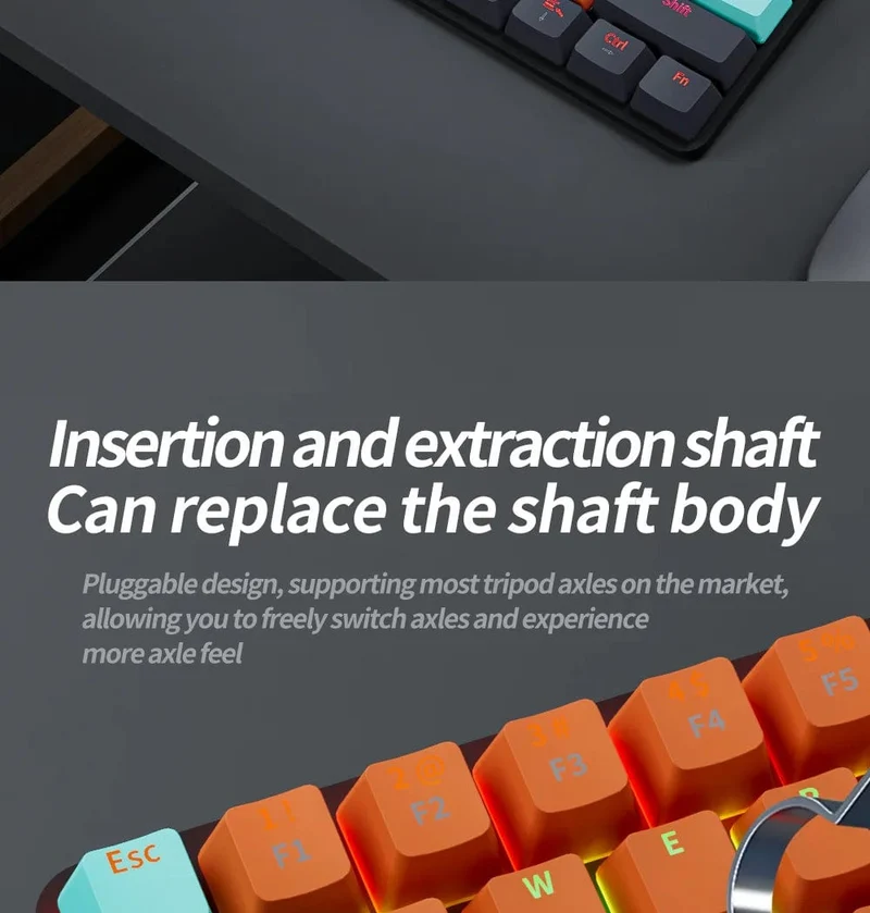 MUCAI MKA610 USB Mini Mechanische Gaming-Tastatur mit Kabel, roter Schalter, 61 Tasten, Gamer für Computer, PC, Laptop, abnehmbares Kabel