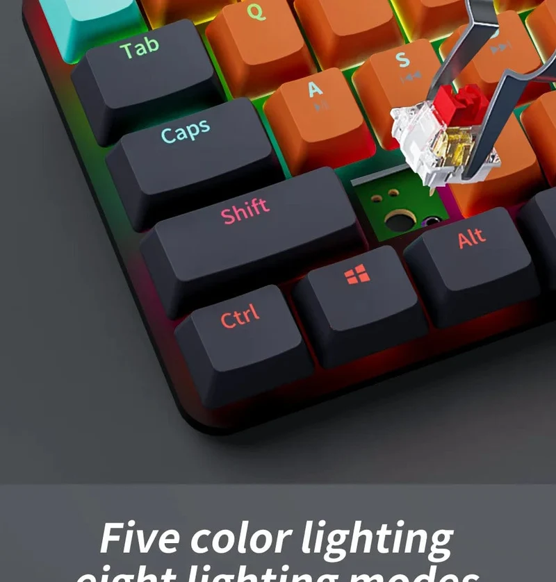 MUCAI MKA610 USB Mini Mechanische Gaming-Tastatur mit Kabel, roter Schalter, 61 Tasten, Gamer für Computer, PC, Laptop, abnehmbares Kabel
