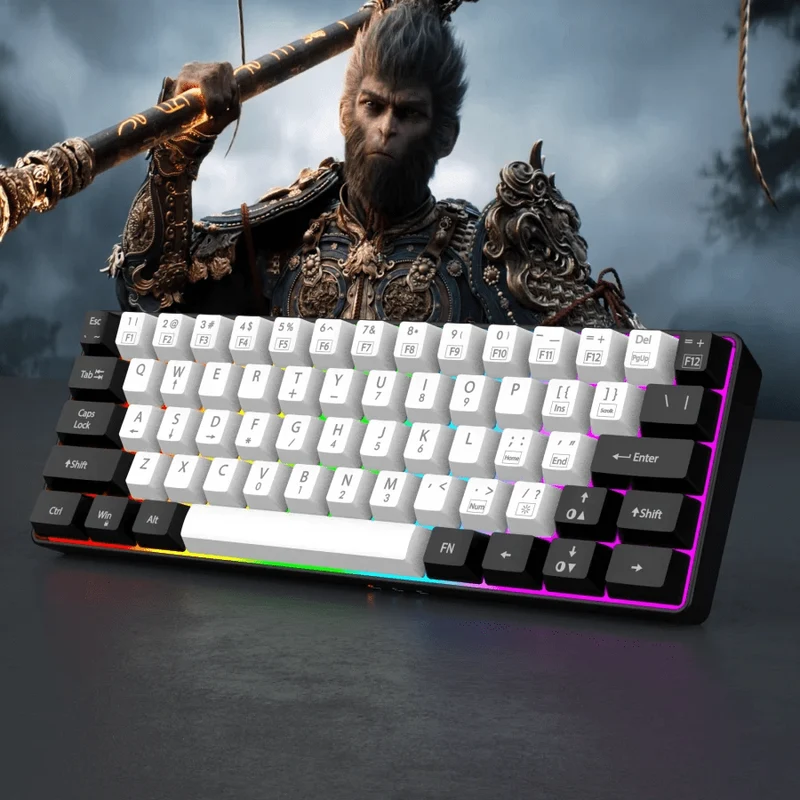60 % kabelgebundene Gaming-Tastatur, ultrakompakte Mini-Tastatur mit RGB-Hintergrundbeleuchtung, wasserdichte kleine kompakte 61-Tasten-Tastatur für PC/Mac-Gamer