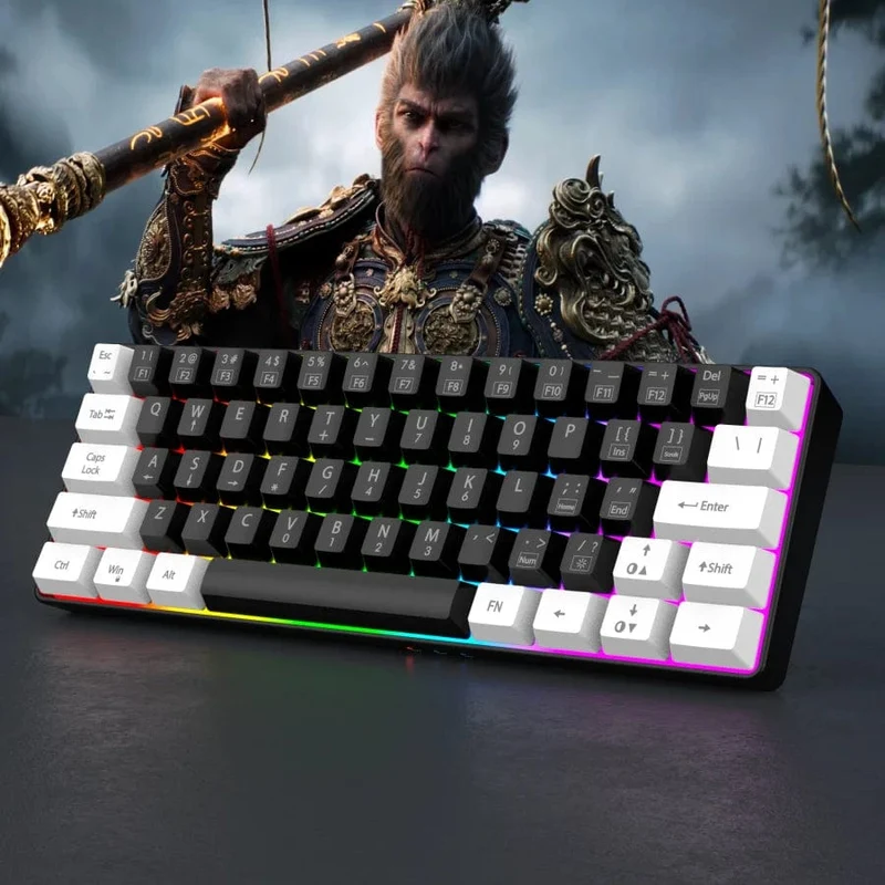 60 % kabelgebundene Gaming-Tastatur, ultrakompakte Mini-Tastatur mit RGB-Hintergrundbeleuchtung, wasserdichte kleine kompakte 61-Tasten-Tastatur für PC/Mac-Gamer