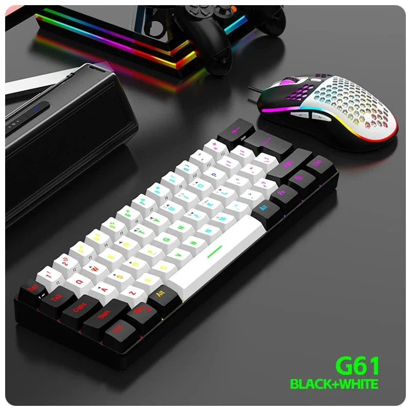 60 % kabelgebundene Gaming-Tastatur, ultrakompakte Mini-Tastatur mit RGB-Hintergrundbeleuchtung, wasserdichte kleine kompakte 61-Tasten-Tastatur für PC/Mac-Gamer