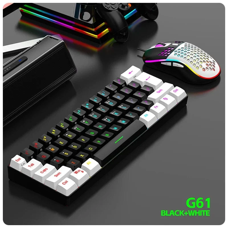 60 % kabelgebundene Gaming-Tastatur, ultrakompakte Mini-Tastatur mit RGB-Hintergrundbeleuchtung, wasserdichte kleine kompakte 61-Tasten-Tastatur für PC/Mac-Gamer