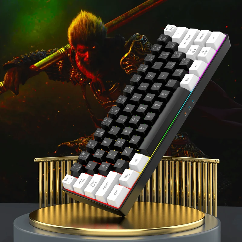 60 % kabelgebundene Gaming-Tastatur, ultrakompakte Mini-Tastatur mit RGB-Hintergrundbeleuchtung, wasserdichte kleine kompakte 61-Tasten-Tastatur für PC/Mac-Gamer
