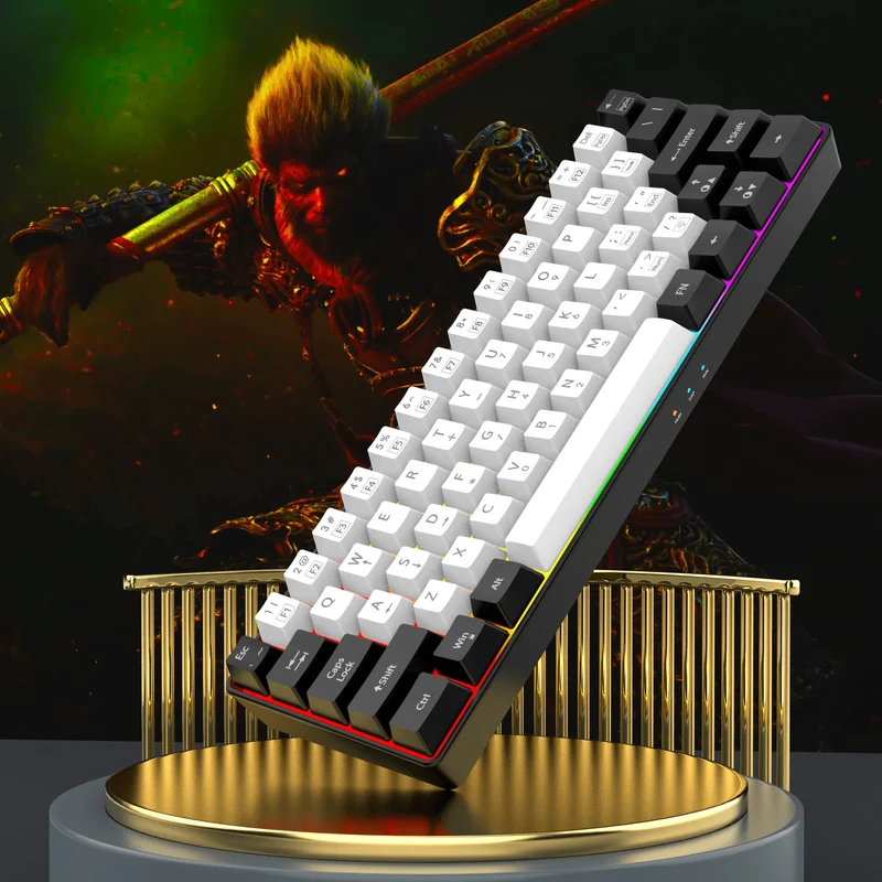 60 % kabelgebundene Gaming-Tastatur, ultrakompakte Mini-Tastatur mit RGB-Hintergrundbeleuchtung, wasserdichte kleine kompakte 61-Tasten-Tastatur für PC/Mac-Gamer