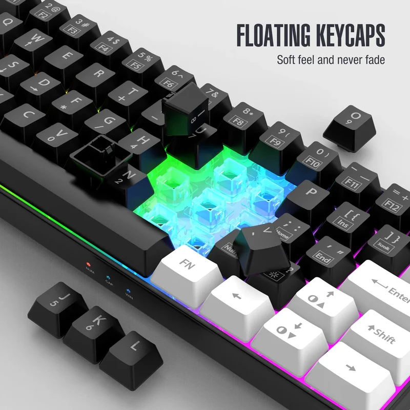 60 % kabelgebundene Gaming-Tastatur, ultrakompakte Mini-Tastatur mit RGB-Hintergrundbeleuchtung, wasserdichte kleine kompakte 61-Tasten-Tastatur für PC/Mac-Gamer
