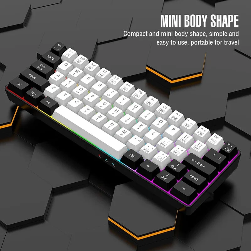 60 % kabelgebundene Gaming-Tastatur, ultrakompakte Mini-Tastatur mit RGB-Hintergrundbeleuchtung, wasserdichte kleine kompakte 61-Tasten-Tastatur für PC/Mac-Gamer