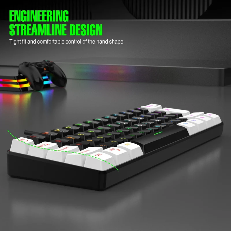 60 % kabelgebundene Gaming-Tastatur, ultrakompakte Mini-Tastatur mit RGB-Hintergrundbeleuchtung, wasserdichte kleine kompakte 61-Tasten-Tastatur für PC/Mac-Gamer