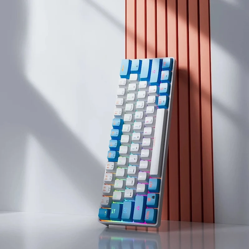 MUCAI MK61 Mechanische USB-Gaming-Tastatur, roter Schalter, RGB-Hintergrundbeleuchtung, Hot-Swap-fähig, 61 Tasten, verkabelt, abnehmbares Kabel