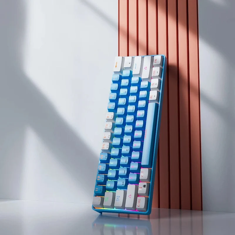 MUCAI MK61 Mechanische USB-Gaming-Tastatur, roter Schalter, RGB-Hintergrundbeleuchtung, Hot-Swap-fähig, 61 Tasten, verkabelt, abnehmbares Kabel