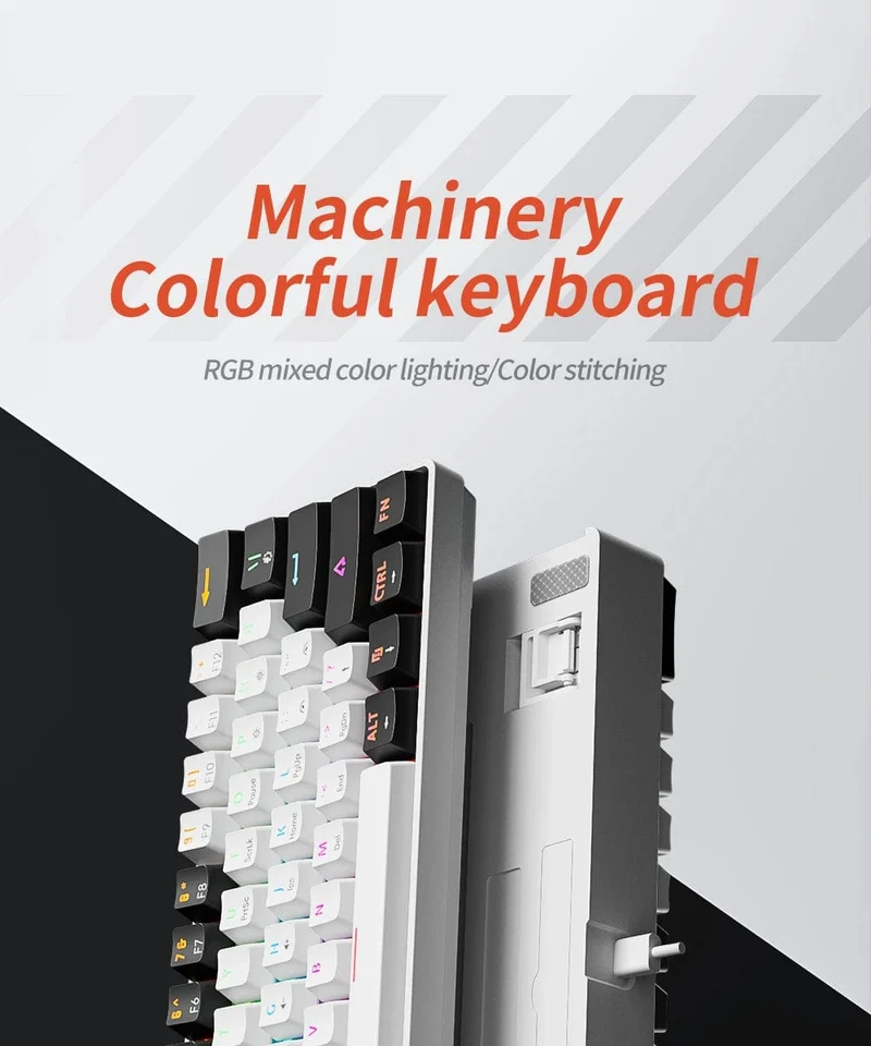MUCAI MK61 Mechanische USB-Gaming-Tastatur, roter Schalter, RGB-Hintergrundbeleuchtung, Hot-Swap-fähig, 61 Tasten, verkabelt, abnehmbares Kabel