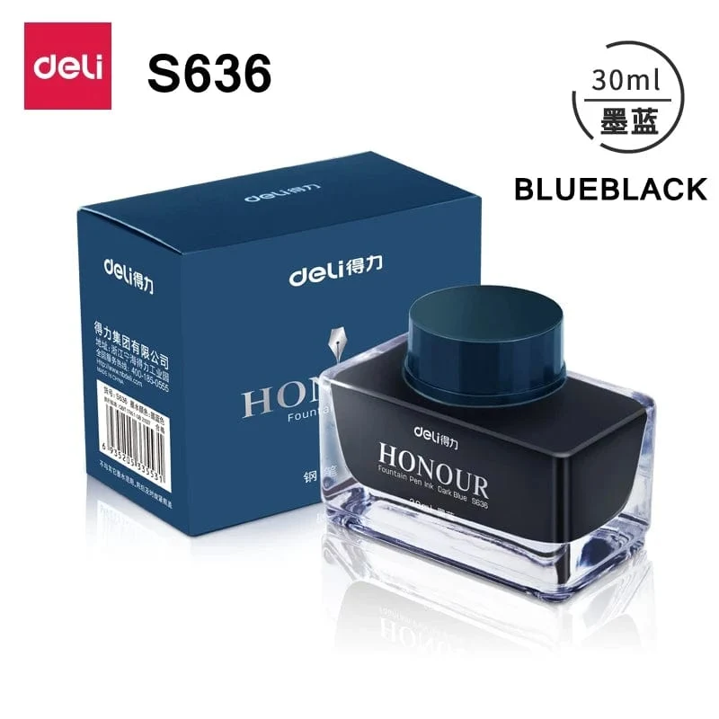 Deli S636 S635 Füllfederhaltertinte 30 ml 50 ml Flasche Schwarz Blau Stifttinte SchwarzBlau Rot Tinte Dunkelblau Tinte Großhandel Tintenflasche