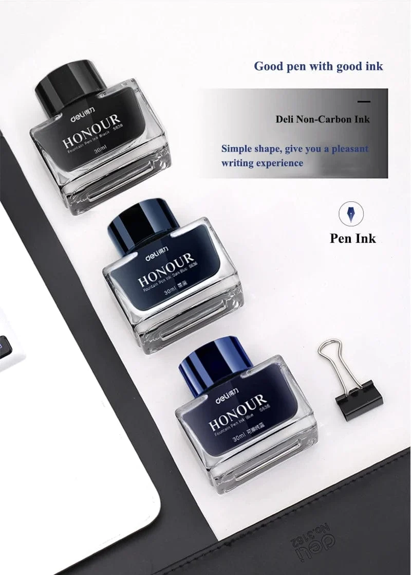 Deli S636 S635 Füllfederhaltertinte 30 ml 50 ml Flasche Schwarz Blau Stifttinte SchwarzBlau Rot Tinte Dunkelblau Tinte Großhandel Tintenflasche