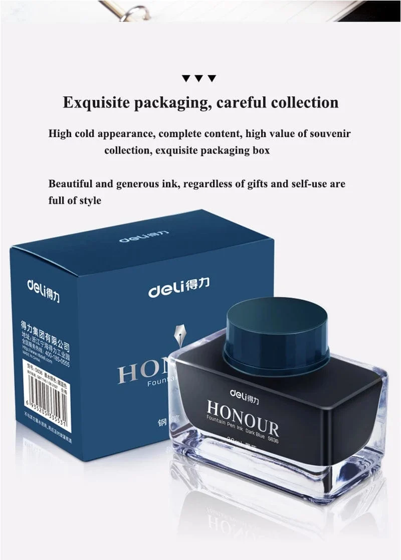 Deli S636 S635 Füllfederhaltertinte 30 ml 50 ml Flasche Schwarz Blau Stifttinte SchwarzBlau Rot Tinte Dunkelblau Tinte Großhandel Tintenflasche
