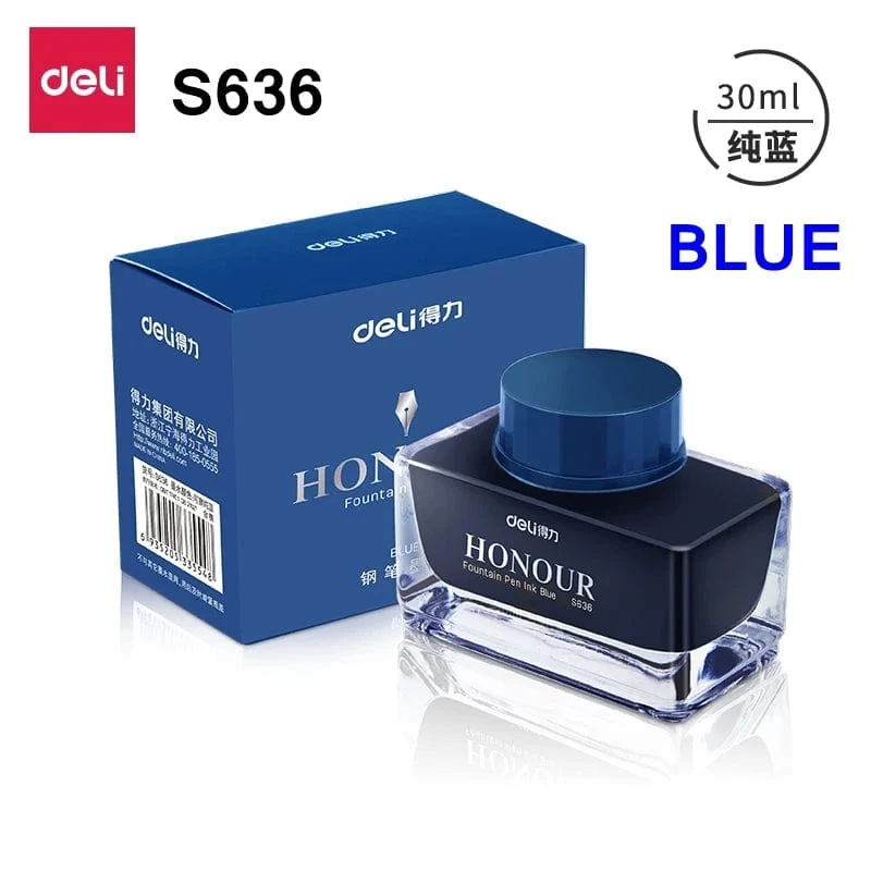 Deli S636 S635 Füllfederhaltertinte 30 ml 50 ml Flasche Schwarz Blau Stifttinte SchwarzBlau Rot Tinte Dunkelblau Tinte Großhandel Tintenflasche