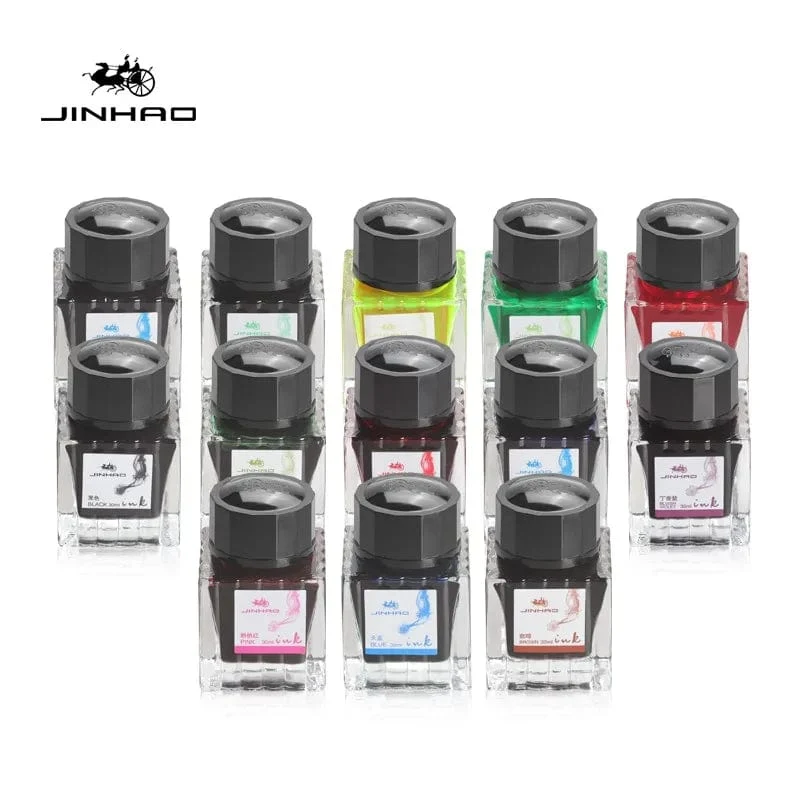 JINHAO 50 ml/30 ml Tinte in verschiedenen Farben, Tinte in Glasflaschen, Nachfüllpatrone für Füllfederhalter, Schreib- und Bürobedarf für die Schule