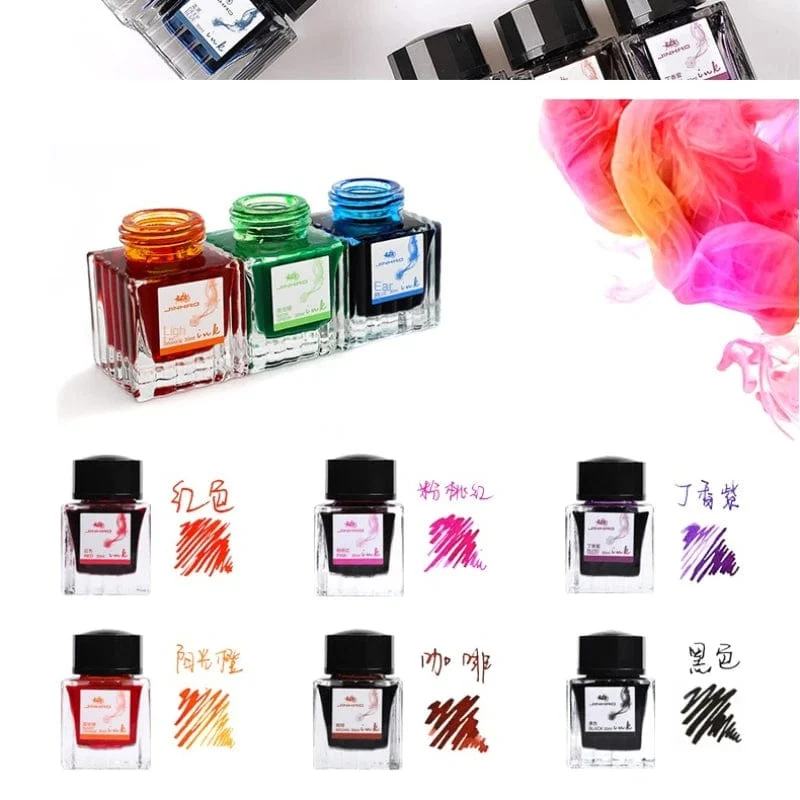JINHAO 50 ml/30 ml Tinte in verschiedenen Farben, Tinte in Glasflaschen, Nachfüllpatrone für Füllfederhalter, Schreib- und Bürobedarf für die Schule