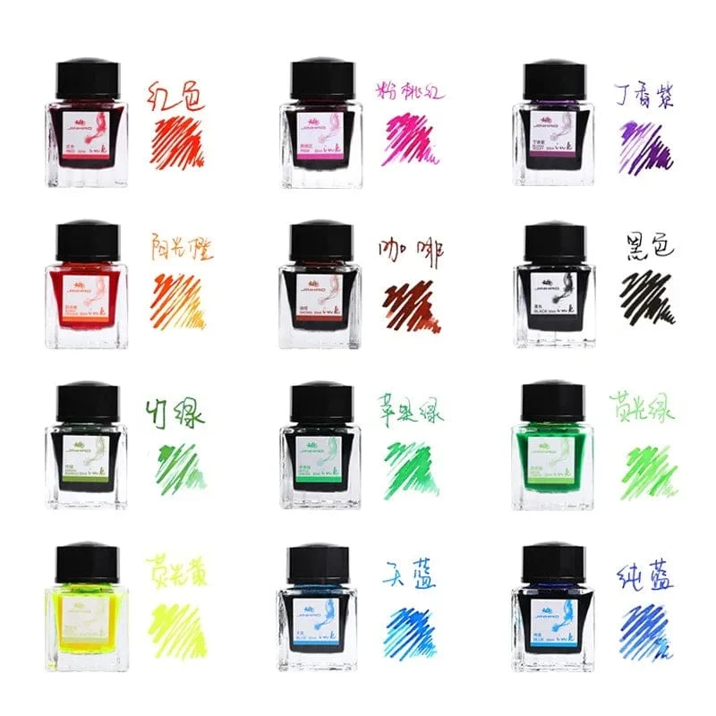 JINHAO 50 ml/30 ml Tinte in verschiedenen Farben, Tinte in Glasflaschen, Nachfüllpatrone für Füllfederhalter, Schreib- und Bürobedarf für die Schule