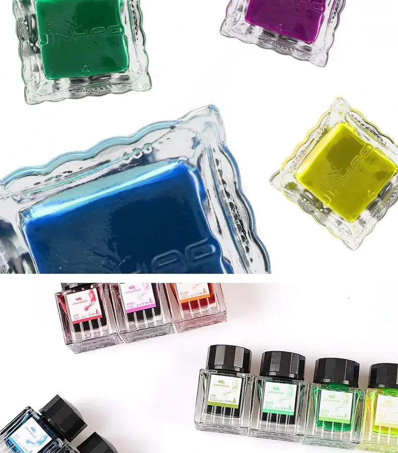 JINHAO 50 ml/30 ml Tinte in verschiedenen Farben, Tinte in Glasflaschen, Nachfüllpatrone für Füllfederhalter, Schreib- und Bürobedarf für die Schule