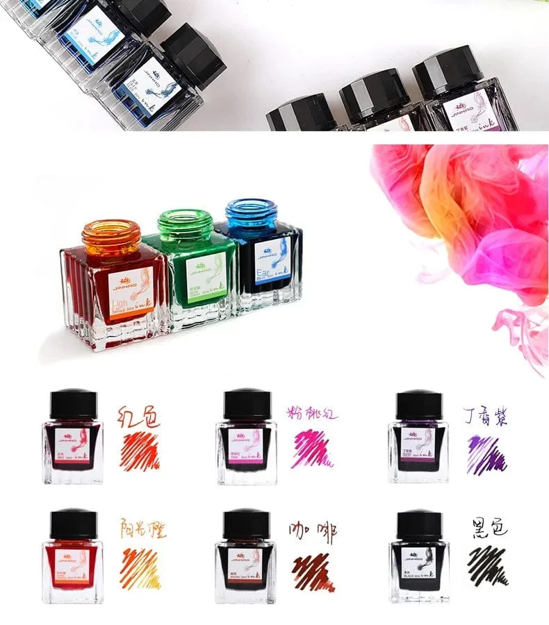 JINHAO 50 ml/30 ml Tinte in verschiedenen Farben, Tinte in Glasflaschen, Nachfüllpatrone für Füllfederhalter, Schreib- und Bürobedarf für die Schule