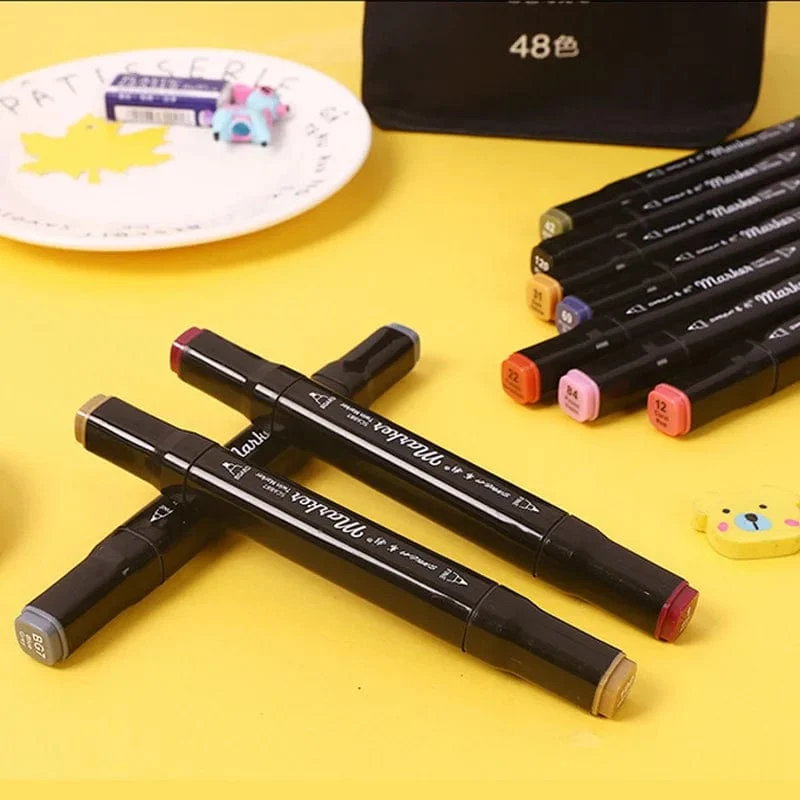 168 farbige ölige Markerstifte, Doppelkopf-Set, Kunstfarbe, Manga-Pinsel für Mädchen, Kinder, Büro, Schule, Studentenbedarf, Schreibwaren