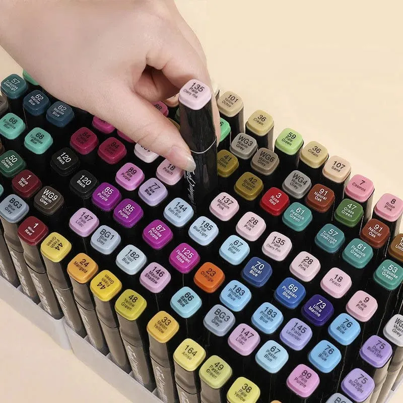 168 farbige ölige Markerstifte, Doppelkopf-Set, Kunstfarbe, Manga-Pinsel für Mädchen, Kinder, Büro, Schule, Studentenbedarf, Schreibwaren