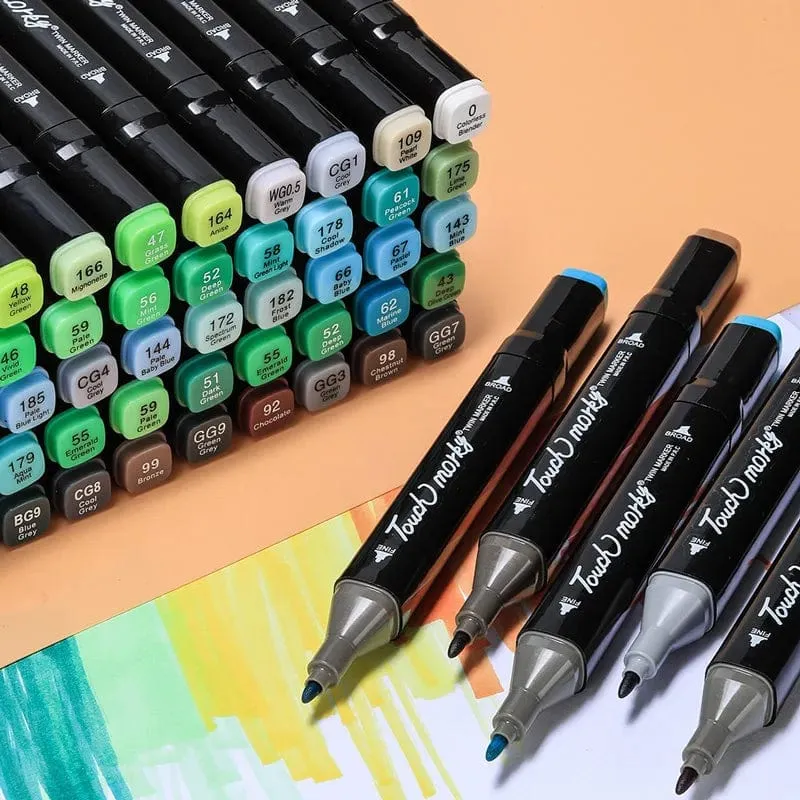 168 farbige ölige Markerstifte, Doppelkopf-Set, Kunstfarbe, Manga-Pinsel für Mädchen, Kinder, Büro, Schule, Studentenbedarf, Schreibwaren
