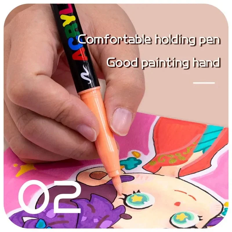 12 Farben Hautton-Markierungsstifte, Nylon-Acryl-Marker mit weichem Kopf, wasserfester Stift mit weicher Pinselspitze, Hautfarbe, Figurenmalerei, Schule