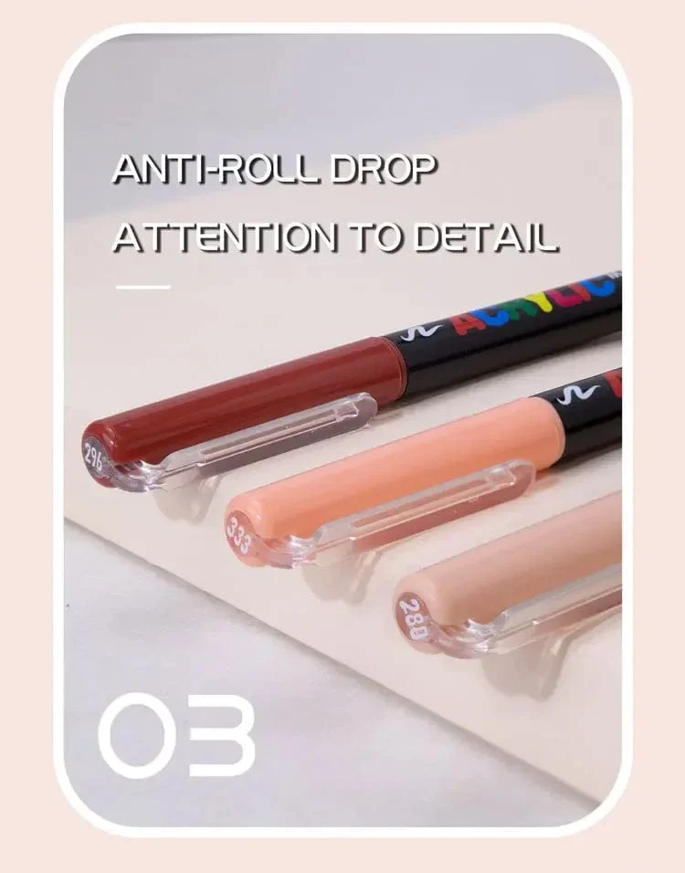 12 Farben Hautton-Markierungsstifte, Nylon-Acryl-Marker mit weichem Kopf, wasserfester Stift mit weicher Pinselspitze, Hautfarbe, Figurenmalerei, Schule