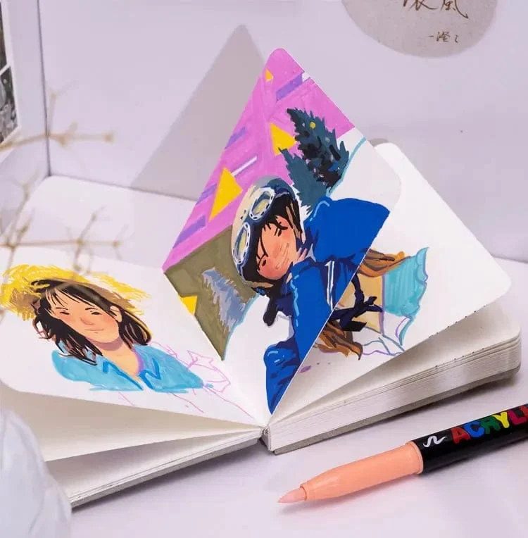12 Farben Hautton-Markierungsstifte, Nylon-Acryl-Marker mit weichem Kopf, wasserfester Stift mit weicher Pinselspitze, Hautfarbe, Figurenmalerei, Schule