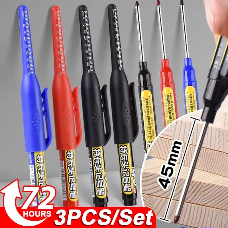 45 mm tiefes Loch, lange Spitze, Markierungsstift, tiefes Bohrloch, lange Spitze, Anreißstift, multifunktionaler mechanischer Zimmerei-Markierungsstift, bunt